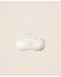 Twinset - Bandeau Bikini Top With Floral Embroidery - Lyst
