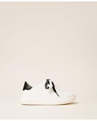 Twinset - Leather Trainers With Logo - Lyst