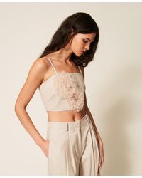 Twinset - Linen Blend Top With Lurex - Lyst