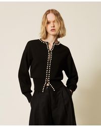 Twinset - Cardigan With Pearl Embroidery - Lyst
