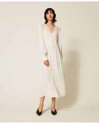 Twinset - Long Jacquard Dress With Lace - Lyst