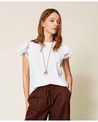 Twinset - Regular Fit T-Shirt With Lace - Lyst