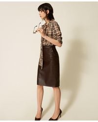 Twinset - Faux Leather Midi Skirt - Lyst