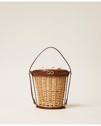 Twinset - Wicker Bucket Bag With Pouch - Lyst
