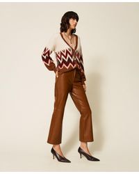 Twinset - Faux Leather Flared Trousers - Lyst