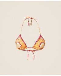 Twinset - Triangle Bikini Top With Print And Rhinestones - Lyst