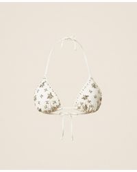 Twinset - Triangel-Bikinitop Mit Stickerei - Lyst