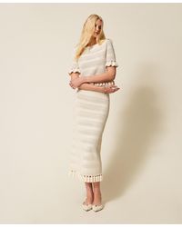 Twinset - Knit Midi Skirt With Ruffles - Lyst