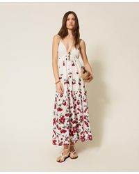 Twinset - Long Jacquard Dress With Print - Lyst