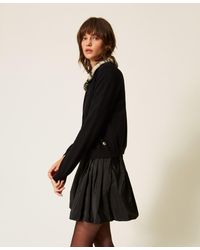 Twinset - Jacket With Faux Fur And Knit Collar - Lyst