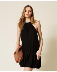 Twinset - Myfo Short Knit Dress With Flounce - Lyst
