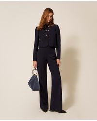 Twinset - Wide Leg Trousers With Pearl Buttons - Lyst