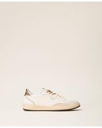 Twinset - Leather Trainers With Logo And Laminated Inserts - Lyst
