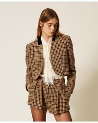 Twinset - Check Bouclé Spencer Jacket - Lyst