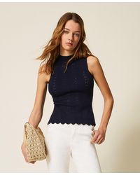 Twinset - Turtle-Neck Knit Top With Scalloped Hem - Lyst