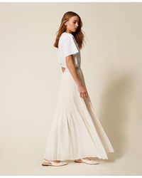 Twinset - Pleated Crêpe De Chine Long Skirt - Lyst