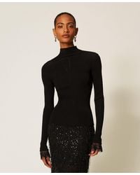 Twinset - Turtleneck Jumper With Embroidery - Lyst
