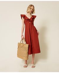 Twinset - Poplin Midi Dress With Ruffles - Lyst