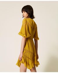 Twinset - Short Pleated Chiffon Dress With Tulle - Lyst