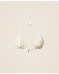 Twinset - Triangle Bikini Top With Floral Embroidery - Lyst