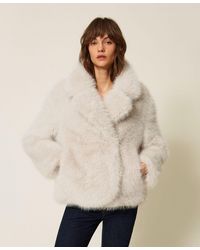 Twinset - Short Faux Fur Coat - Lyst