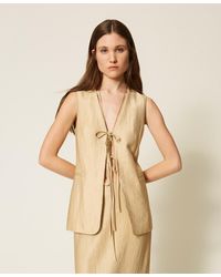 Twinset - Laminated Waistcoat With Ties - Lyst