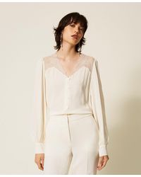 Twinset - Jacquard Shirt With Lace - Lyst