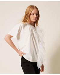 Twinset - Regular Fit T-Shirt With Tulle - Lyst