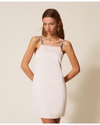 Twinset - Short Duchesse Dress With Embroidery - Lyst
