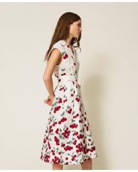 Twinset - Poplin Midi Dress With Cherry Print - Lyst