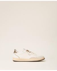 Twinset - Leather Trainers With Logo And Laminated Inserts - Lyst