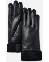 UGG - Leather Knit Cuff Glove - Lyst