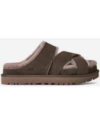 UGG - Greenport Cross Strap Slide Sheepskin Slippers Sandal - Lyst