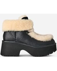 UGG - Esmee Leather Lace Up Sheepskin Classic Boots - Lyst