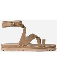 UGG - Goldengaze Embossed Ankle Wrap Leather Sandals - Lyst