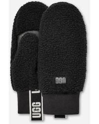 UGG - Fäustlinge Aus Fluff Mit Logo-Tape Für Damen - Lyst