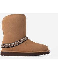 UGG - Classic Short Crescent Suede/Polyester/Recycled Materials/Sheepskin Classic Boots - Lyst