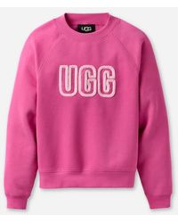 UGG - Logo Crewneck Cotton Blend Tops - Lyst