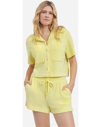 UGG - Saniyah Short Sleeve Buttondown Shirt Cotton Blend Tops - Lyst