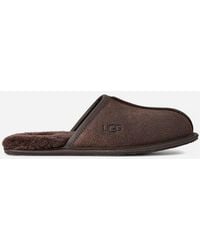 UGG - Scuff Leather Distressed Sheepskin Slippers - Lyst