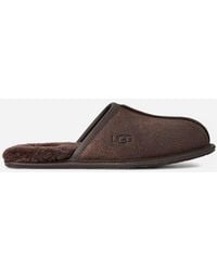 UGG - Scuff Leather Distressed Sheepskin Slippers - Lyst