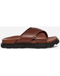 UGG - Mule Capitola Cross Slide pour homme | UE in Brown, Taille 41, Cuir - Lyst