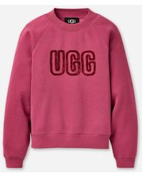 UGG - Logo Crewneck Cotton Blend Tops - Lyst