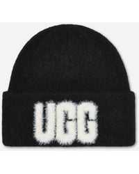 UGG - Fuzzy Logo Beanie - Lyst