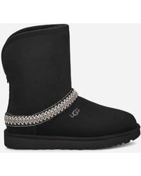 UGG - Classic Short Crescent Suede/Polyester/Recycled Materials/Sheepskin Classic Boots - Lyst