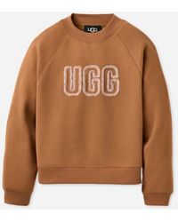 UGG - Logo Crewneck Cotton Blend Tops - Lyst