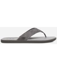 UGG - Sandale de style tong Seaside en cuir pour homme | UE in Medium Grey, Taille 39.5 - Lyst