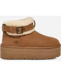 UGG - ® Ultra Mini Belted Roller Sheepskin/suede Classic Boots - Lyst