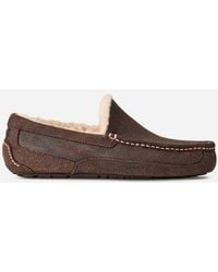 UGG - Ascot Leather Distressed Suede Slippers - Lyst