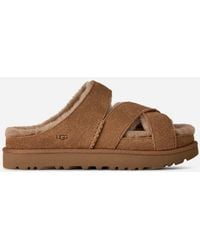 UGG - Greenport Cross Strap Slide Sheepskin Sandal - Lyst